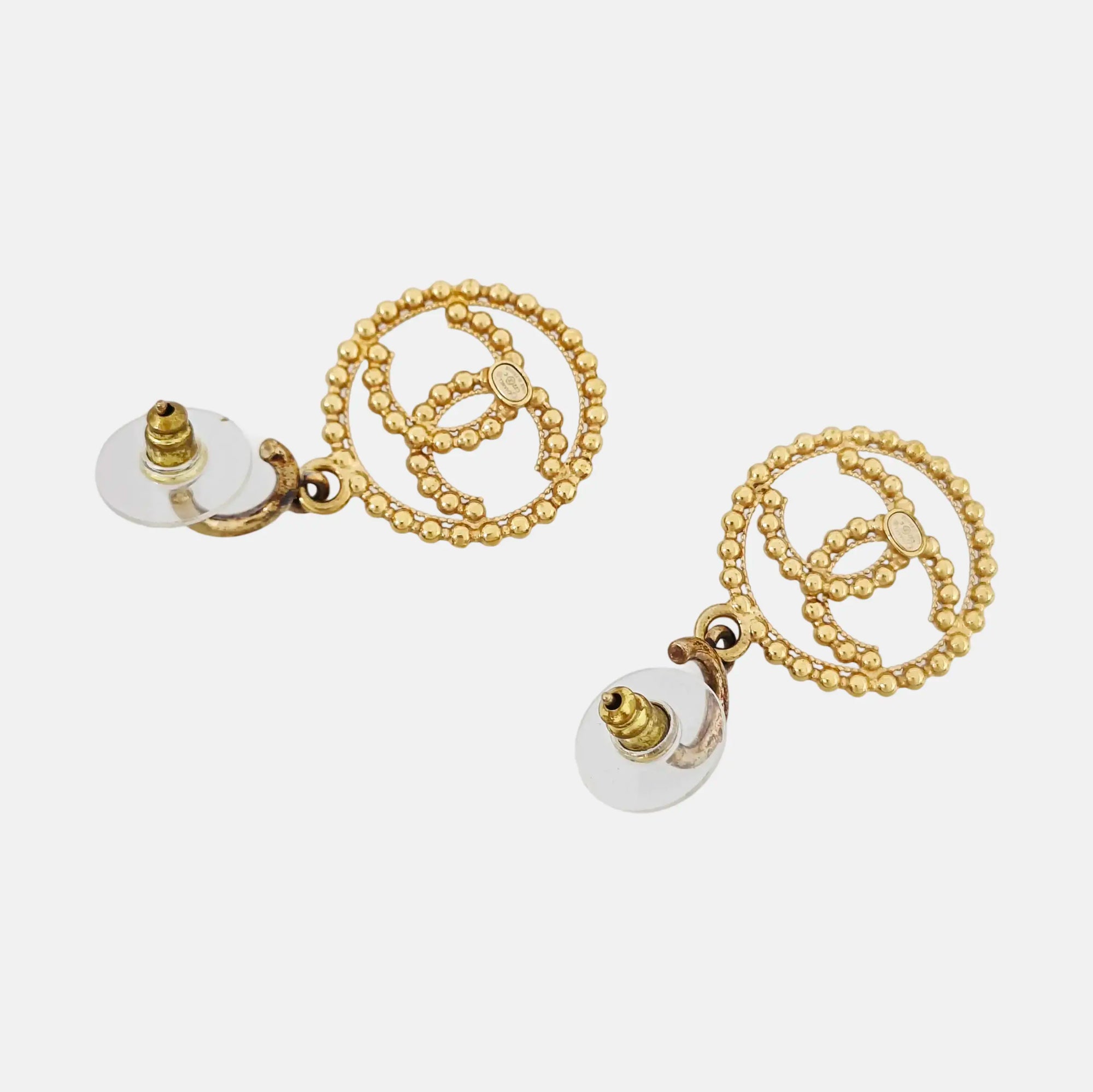 CC Logo Metal Gold Earrings