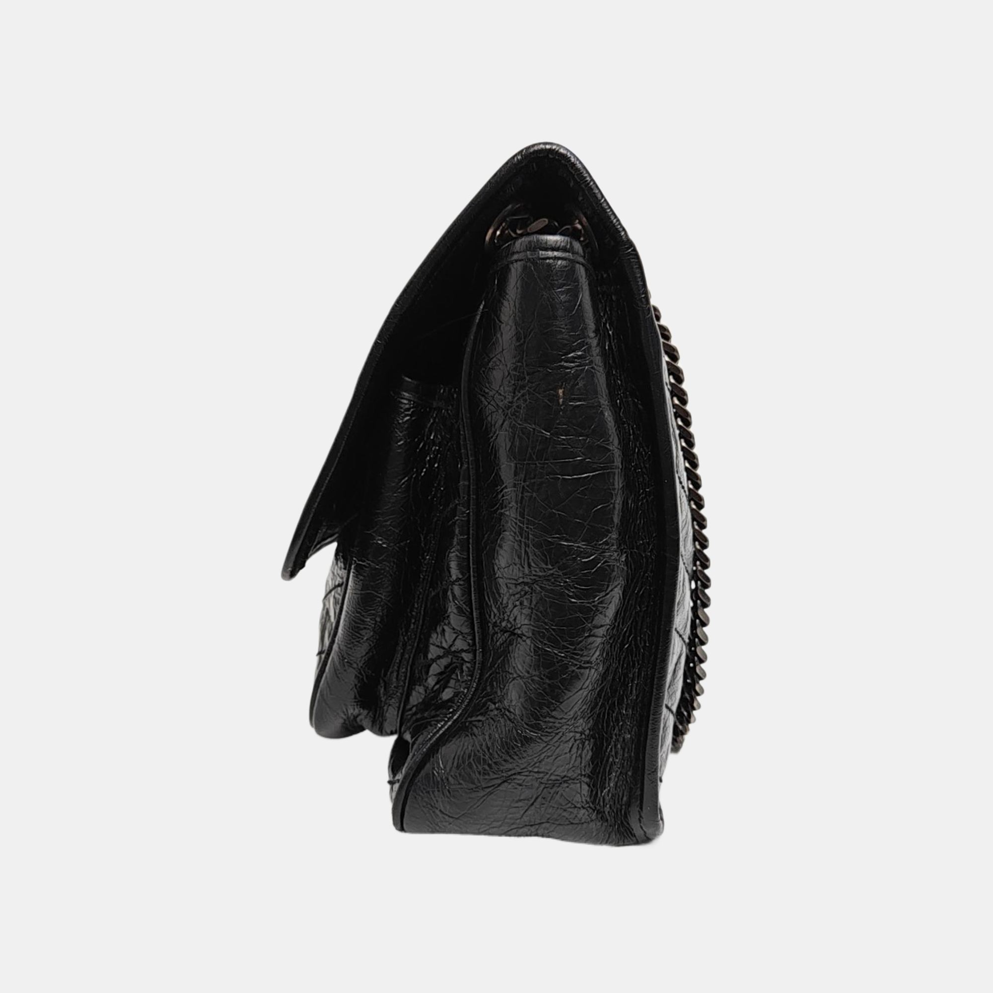 NIKI Large Chevron Calfskin Black