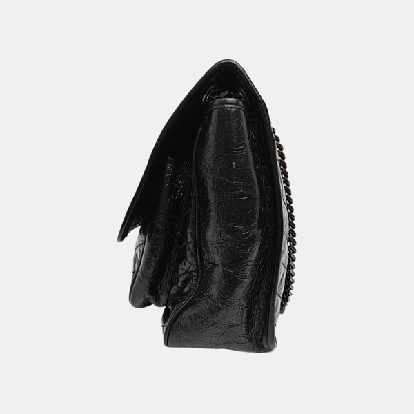 NIKI Large Chevron Calfskin Black