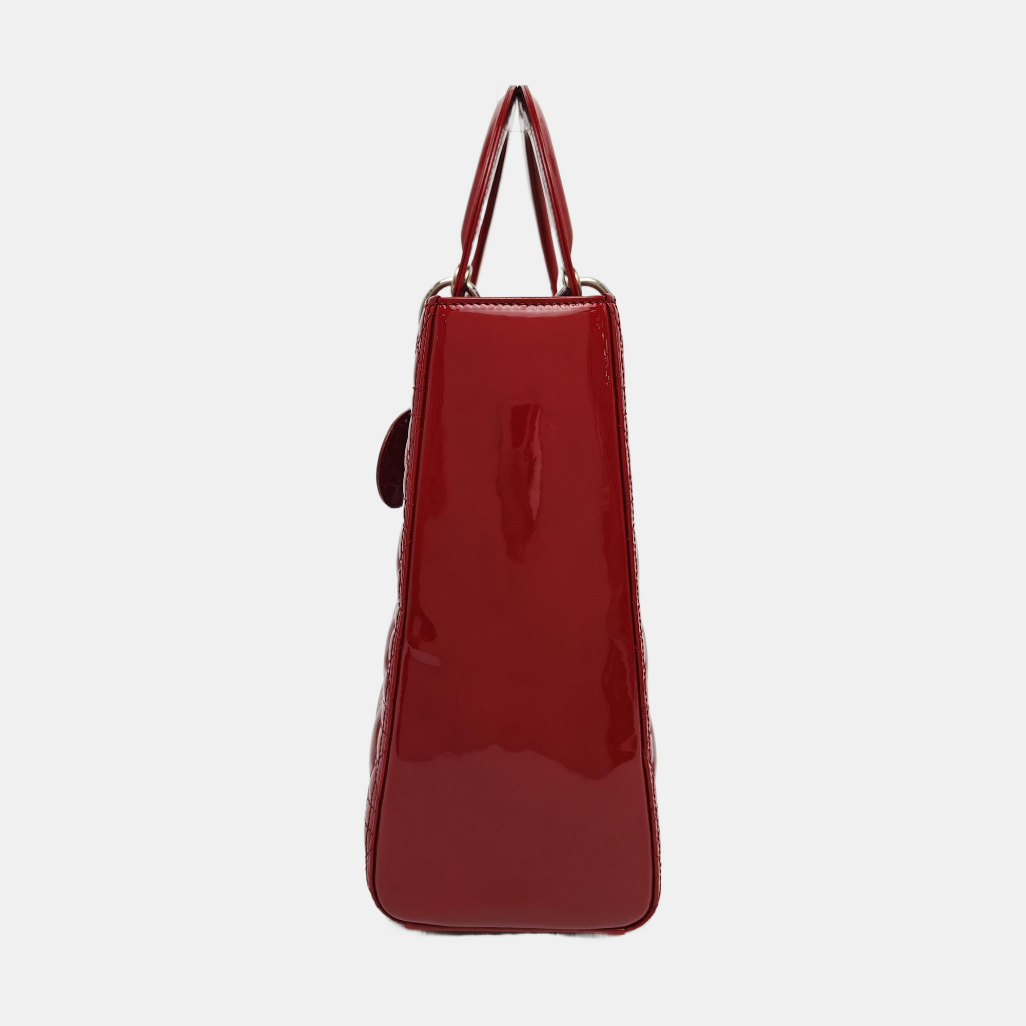 Lady Dior Large Cannage Patent Leather Red