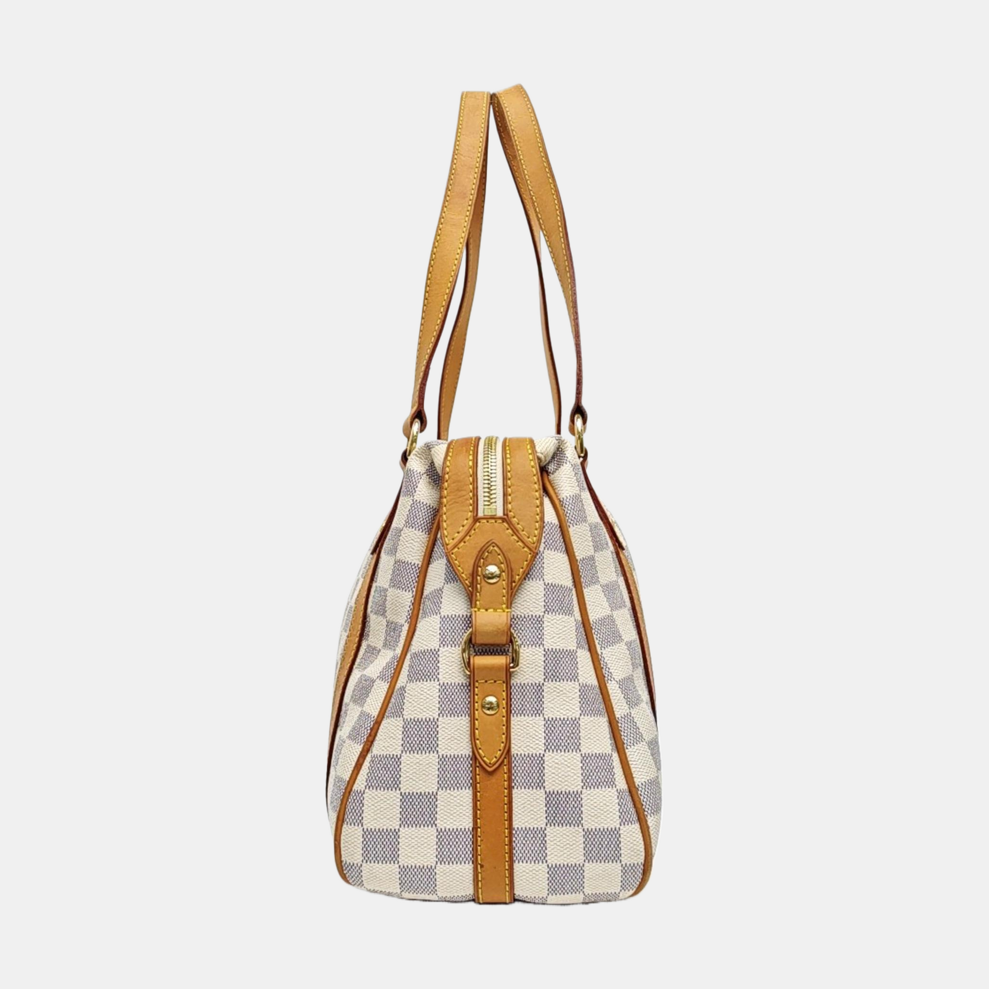 STRESA PM Damier Azur Coated Canvas White