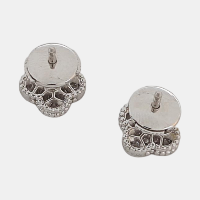 Sweet Alhambra 18k White Gold Silver Stud Earrings