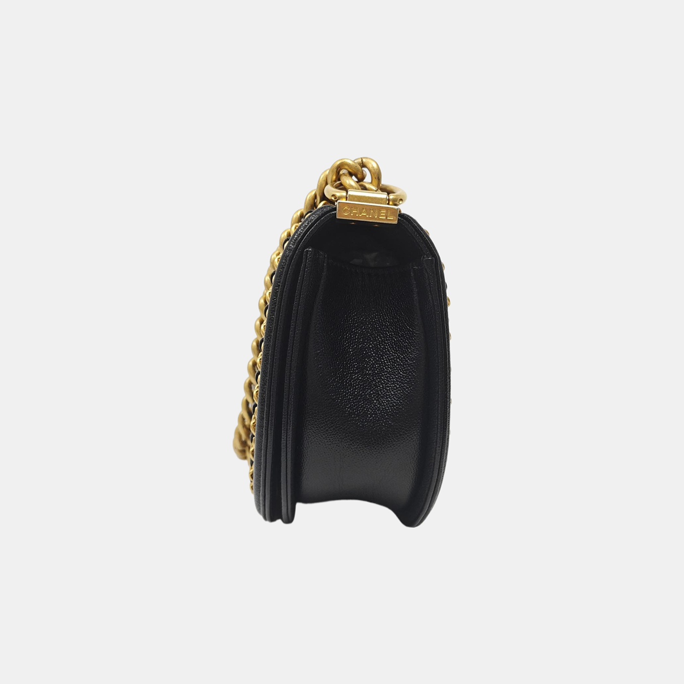 Authenticated pre-owned  BOY CHANEL Small Quilted Grained Calfskin Black - Shoulder Bag at Looply