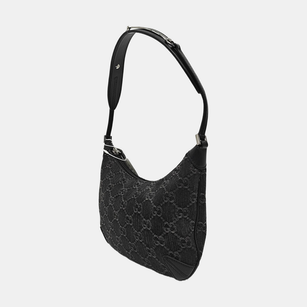 Horsebit Slim Small Monogram Denim Gray