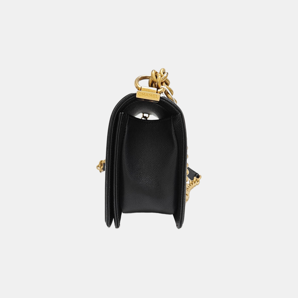 BOY CHANEL Medium Quilted Grained Calfskin Black