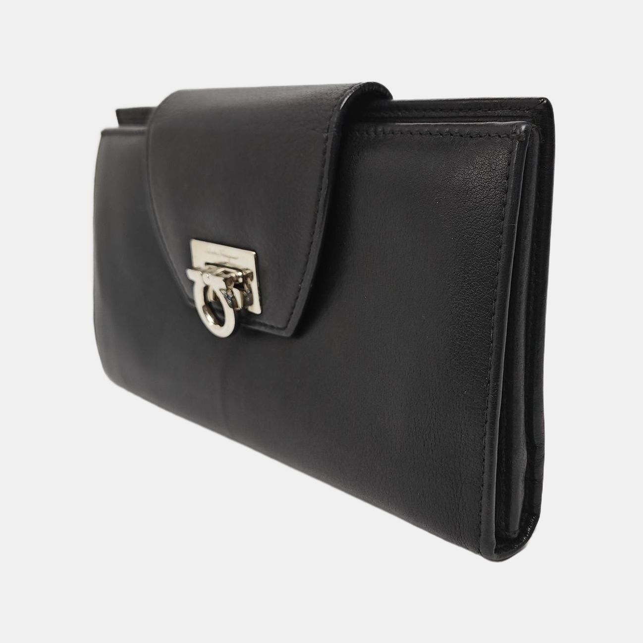 Gancio Calfskin Black Wallet