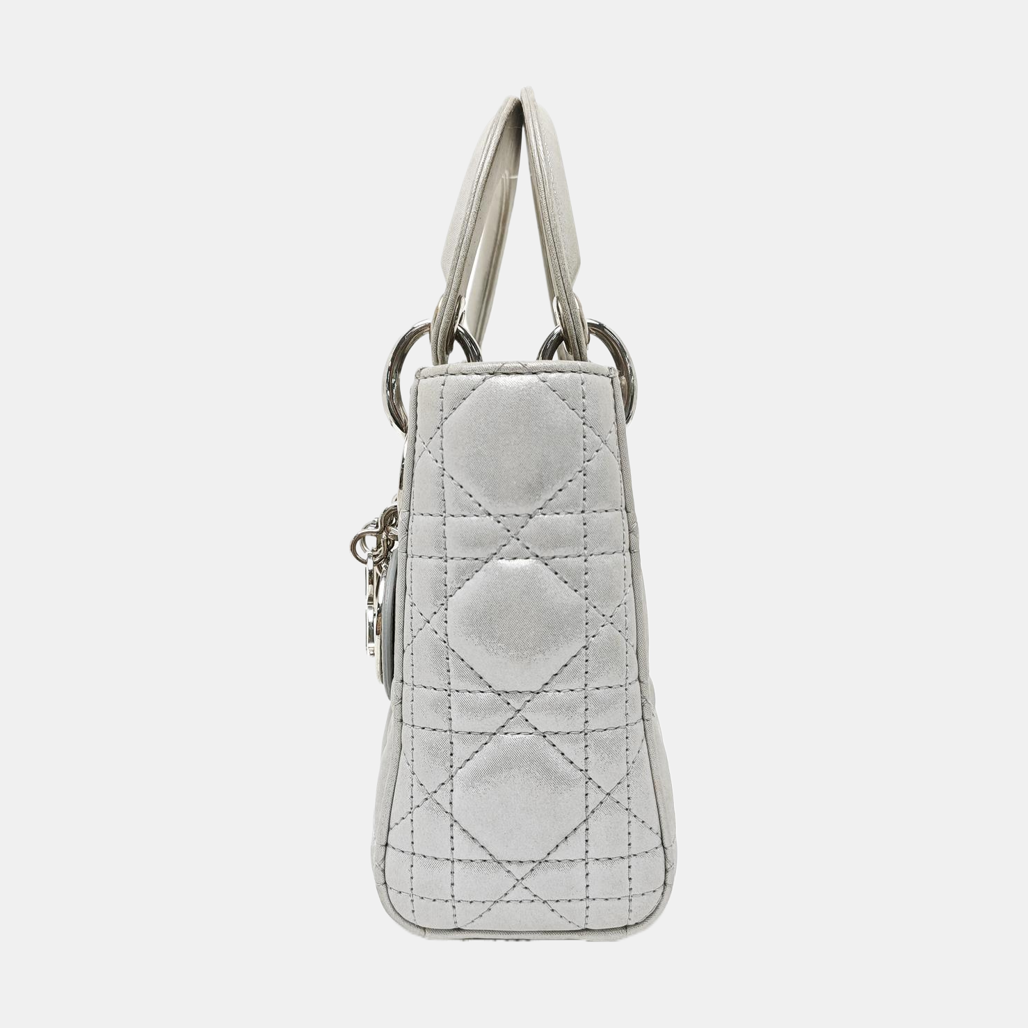 Lady Dior Mini Cannage Lambskin Silver