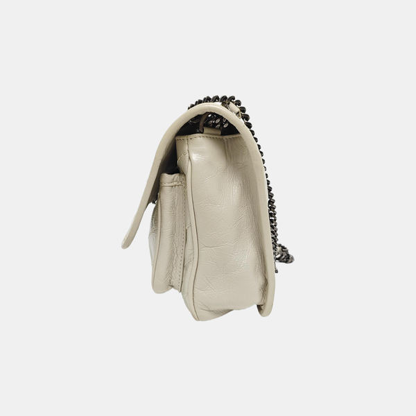 NIKI Small Chevron Calfskin White