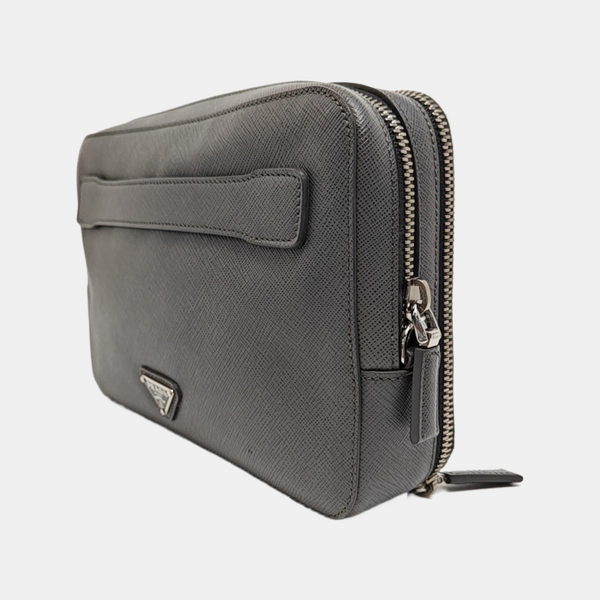 Leather Clutch Gray