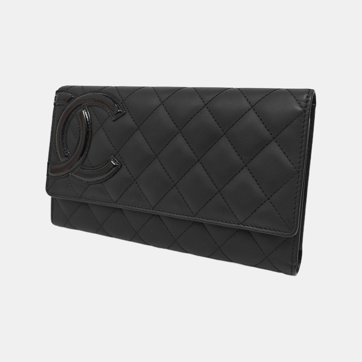 CAMBON Medium Quilted Calfskin Black Wallet