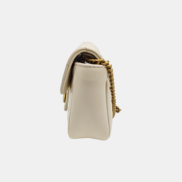 GG Marmont Mini Quilted Calfskin White