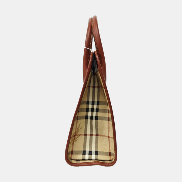 Coated Canvas Top Handle Bag Brown
