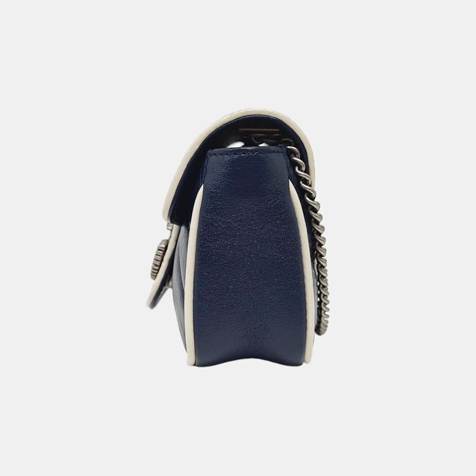 GG Marmont Super Mini Quilted Calfskin Blue