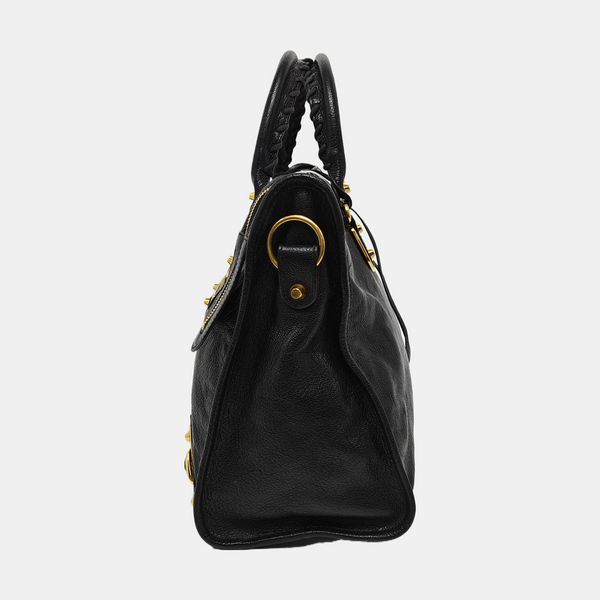 Classic Metallic Edge City Medium Lambskin Black