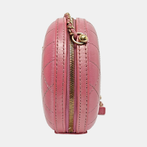 ROUND Quilted Lambskin Pink