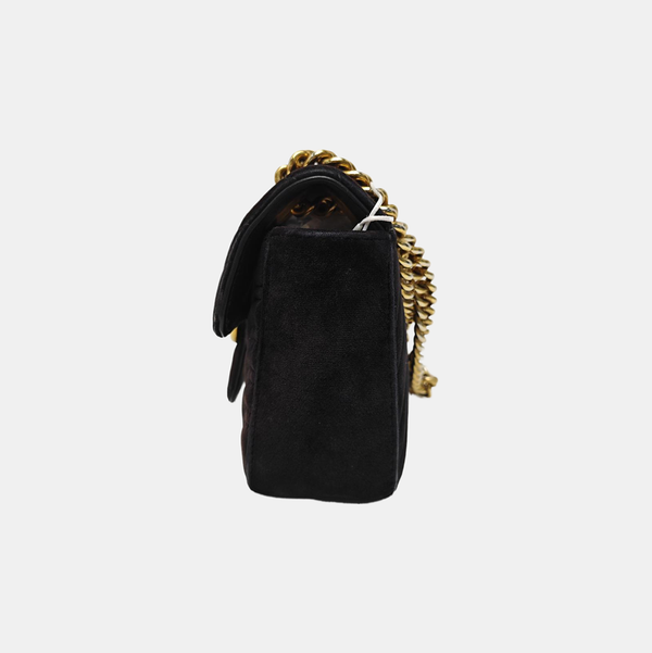 GG Marmont Small Quilted Velvet Black