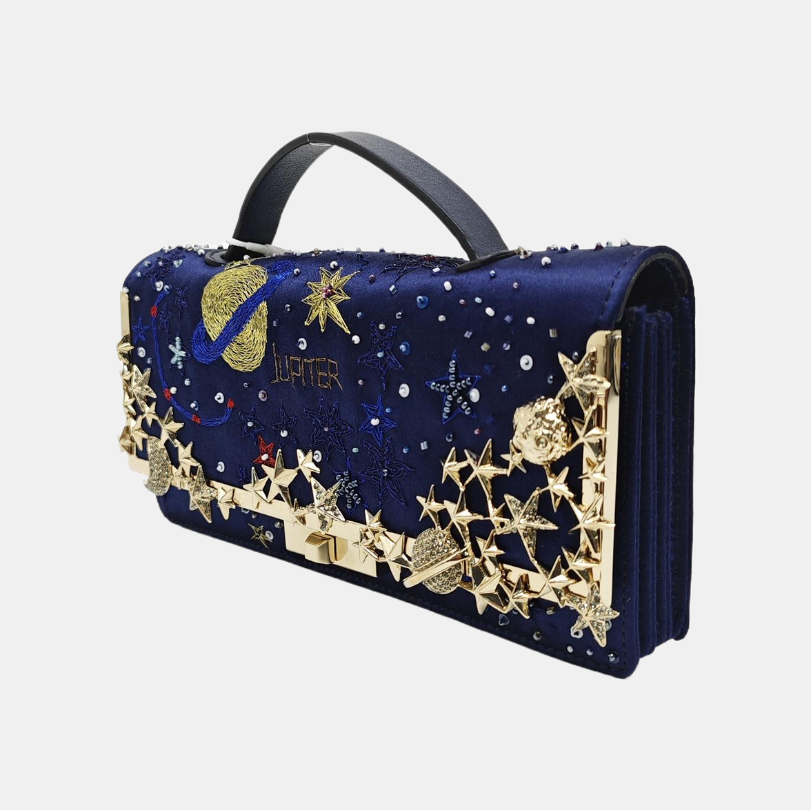 Silk Satin Top Handle Bag Blue