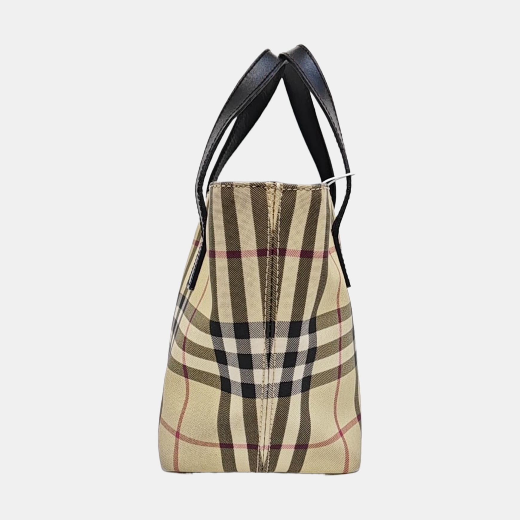 Coated Canvas Top Handle Bag Beige