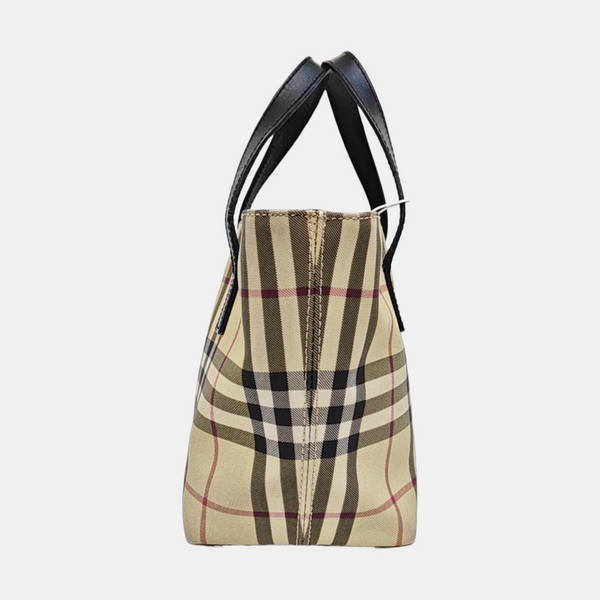 Coated Canvas Top Handle Bag Beige