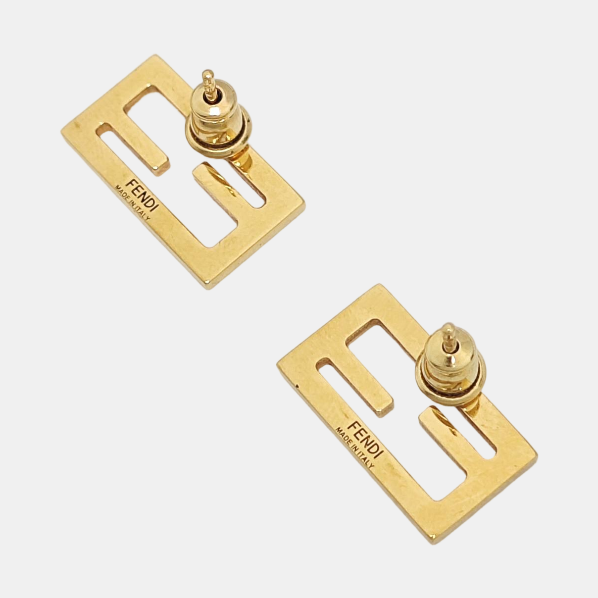 FF Metal Gold Stud Earrings
