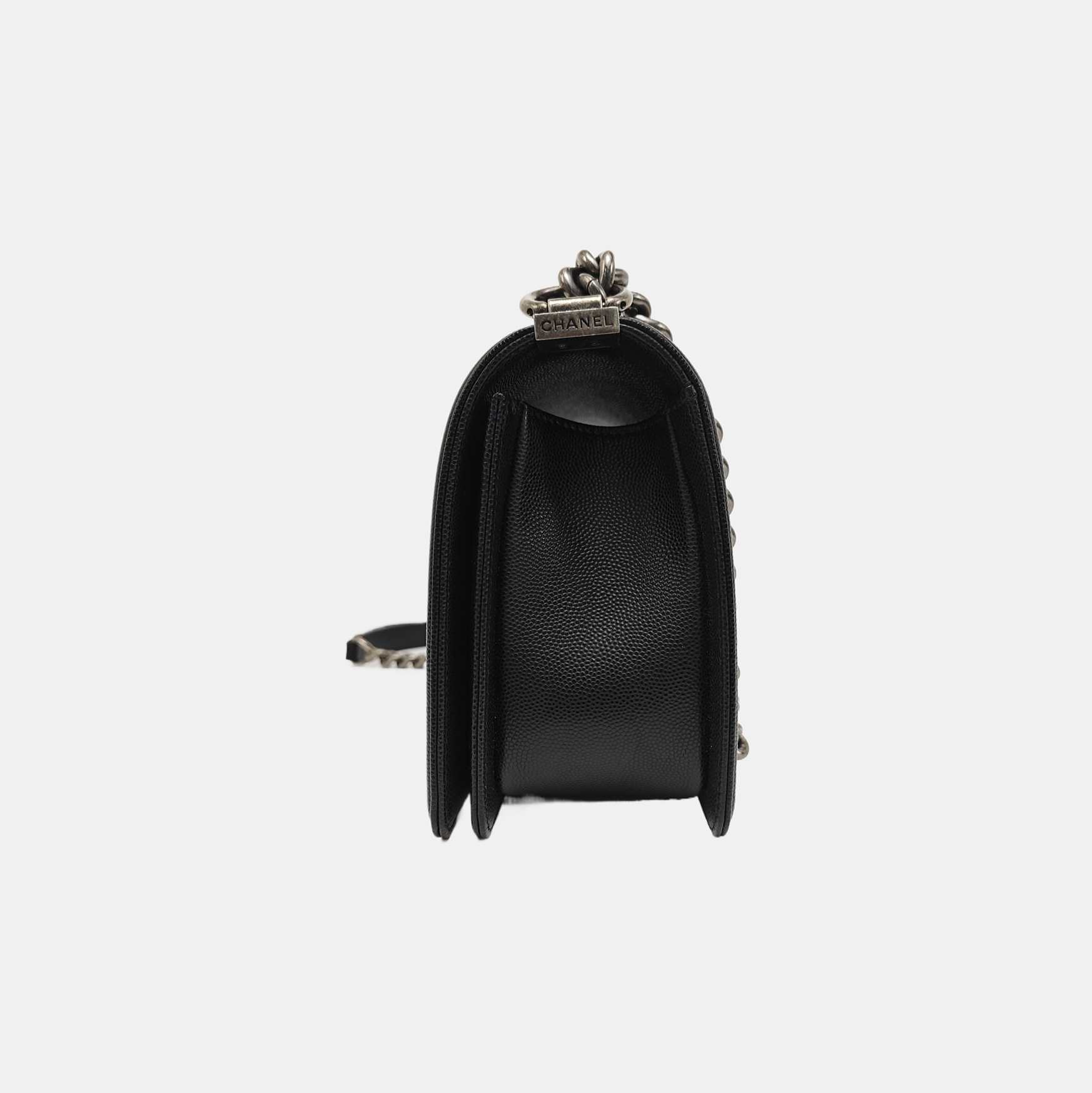 BOY CHANEL Medium Quilted Grained Calfskin Black