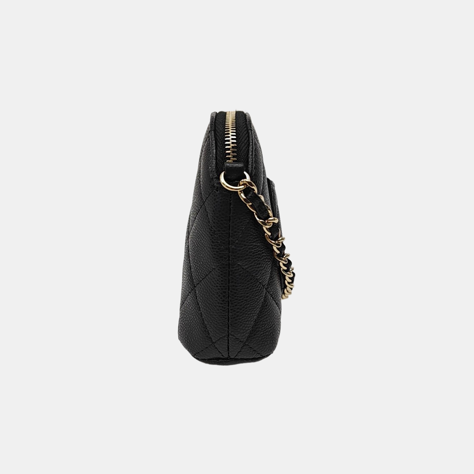 Quilted Grained Calfskin Shoulder Bag Black