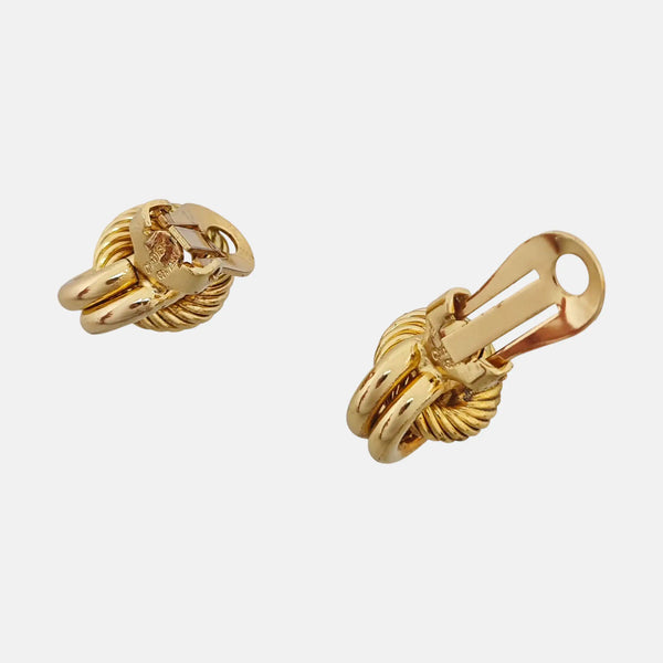 Twist Round Metal Gold Clip On Earrings