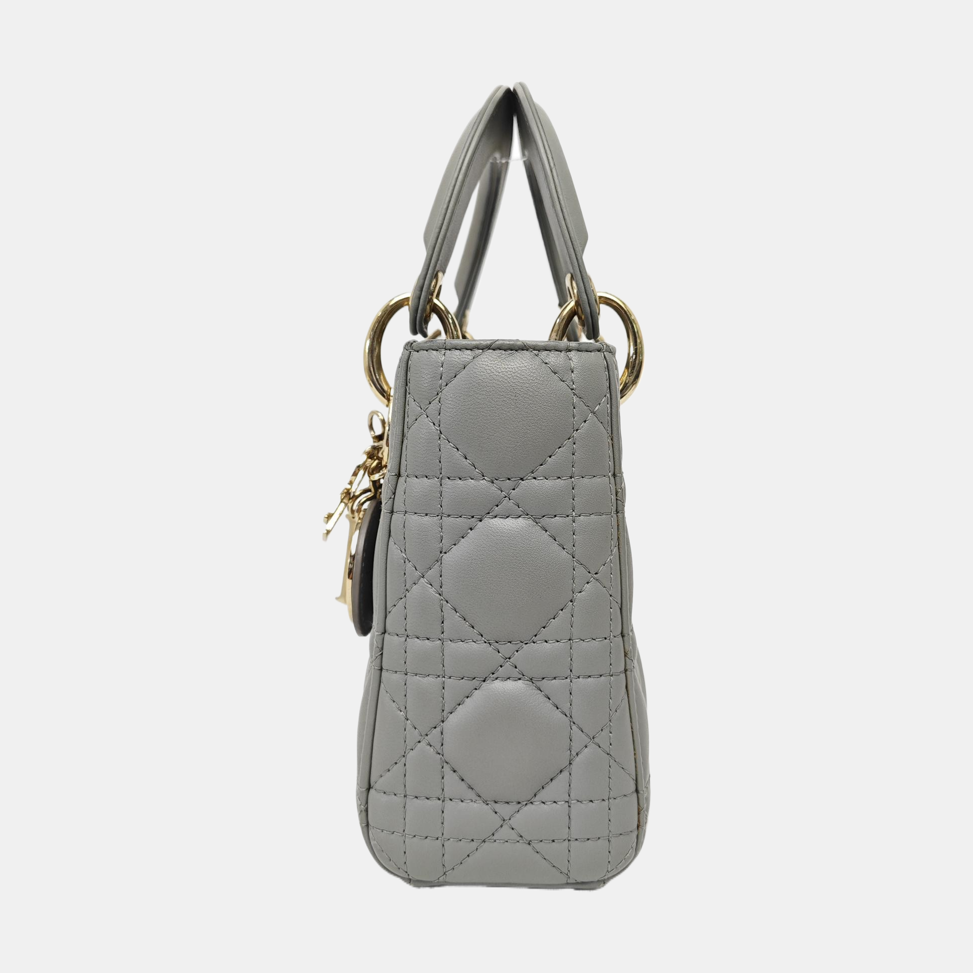 Lady Dior Mini Cannage Lambskin Gray