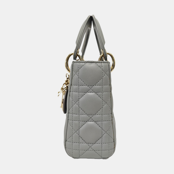 Lady Dior Mini Cannage Lambskin Gray