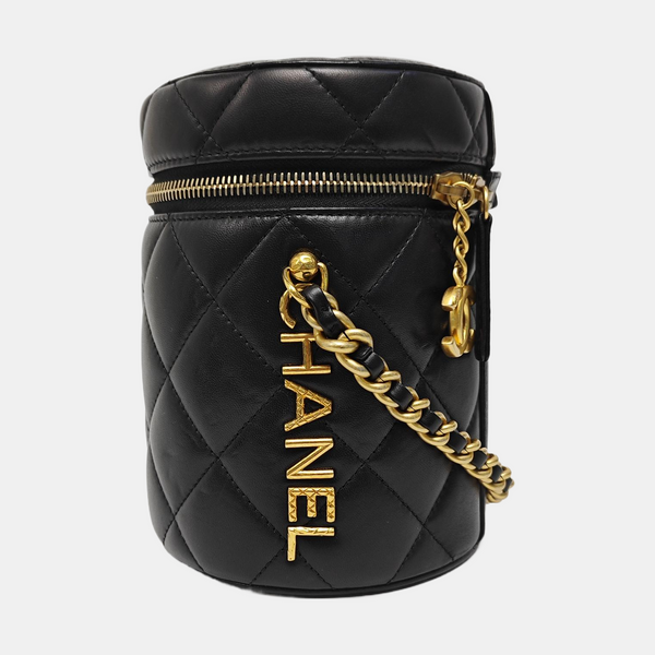 Quilted Lambskin Shoulder Bag Black