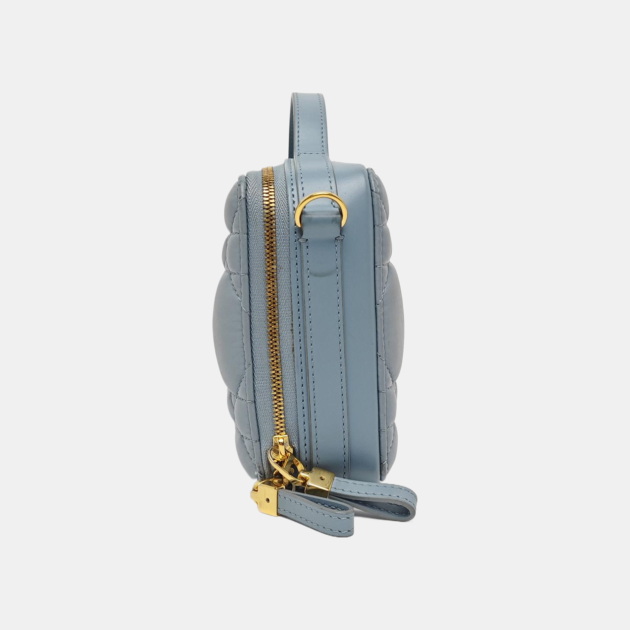 Cannage Calfskin Shoulder Bag Blue