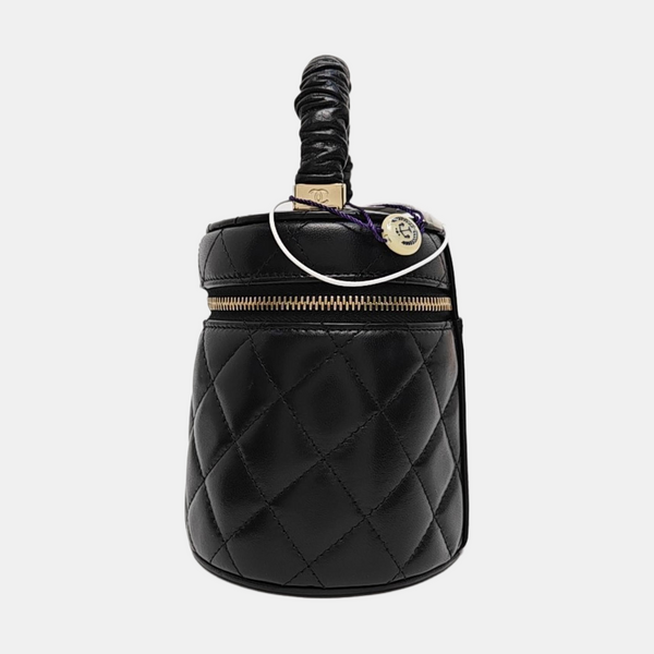 Authenticated pre-owned  TRENDY CC Quilted Lambskin Black - Top Handle Bag at Looply