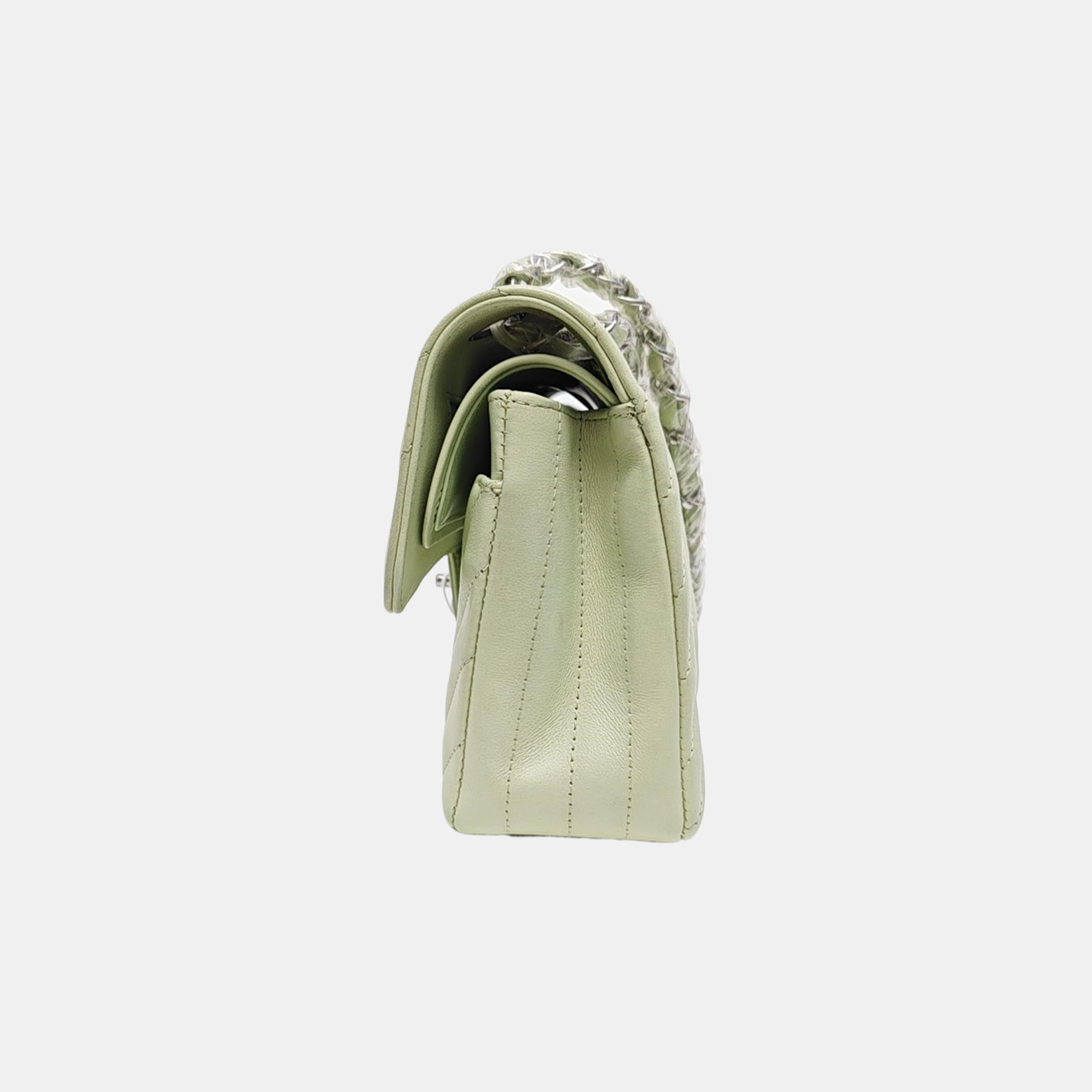 CLASSIC FLAP Small Chevron Calfskin Green