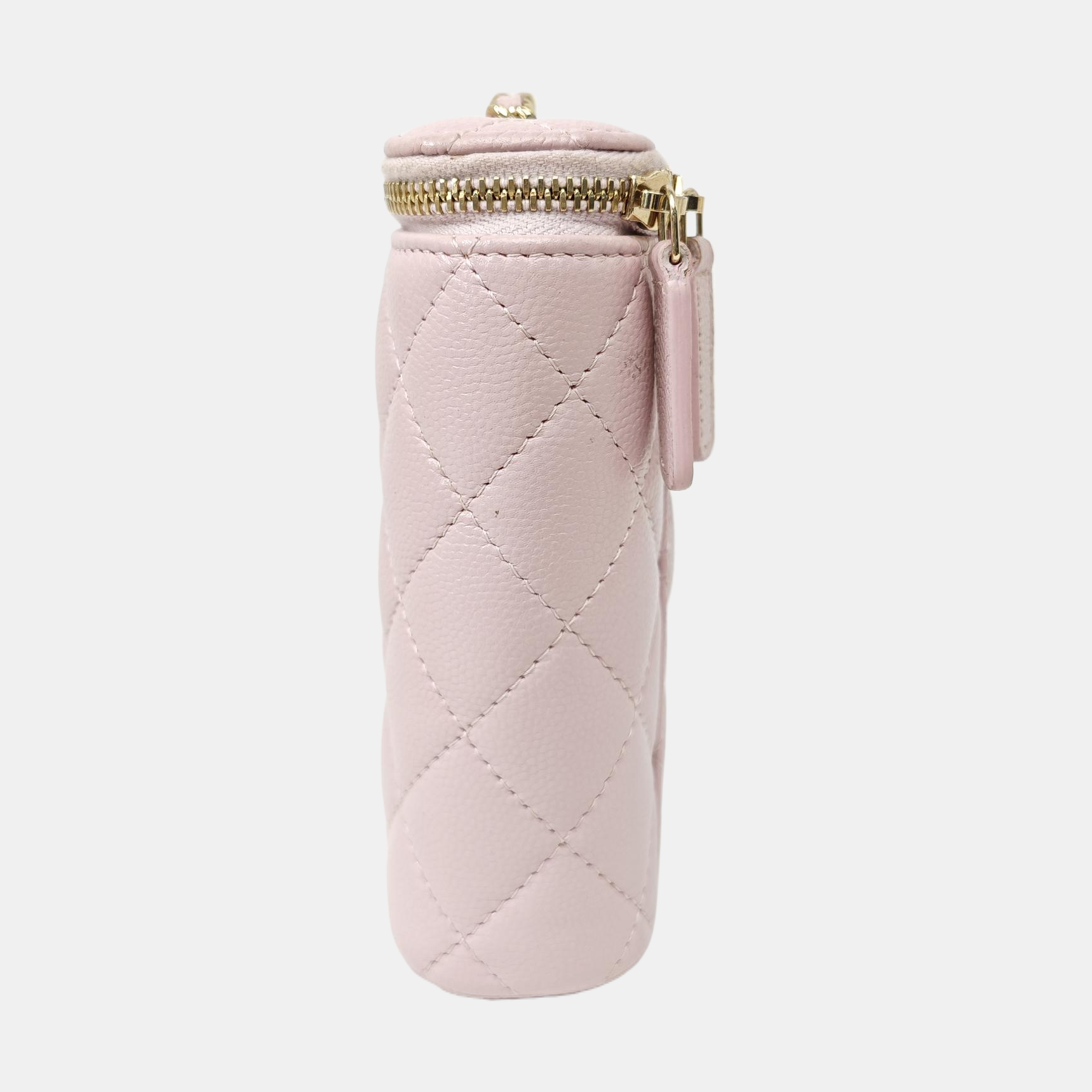 VANITY CASE Mini Quilted Grained Calfskin Pink