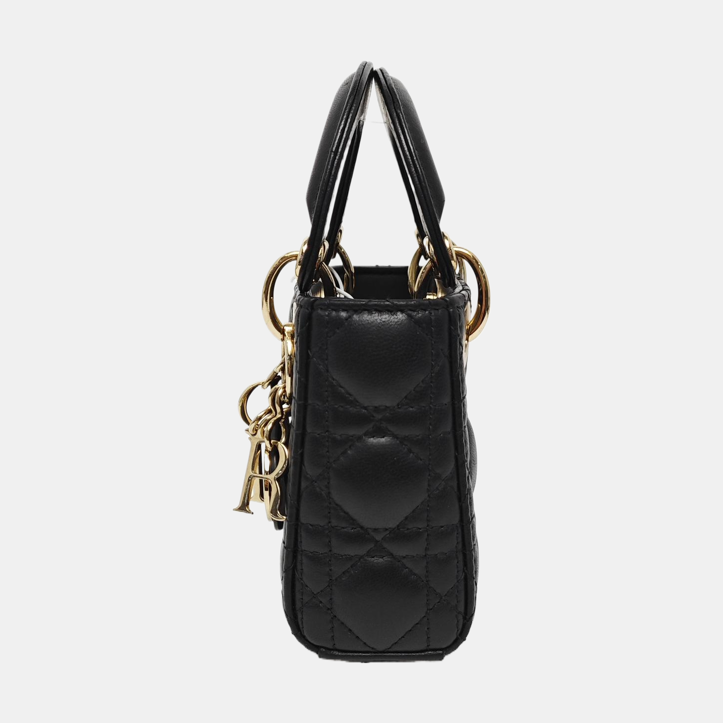 Authenticated pre-owned  Lady Dior Super Mini Quilted Lambskin Black - Tote Bag at Looply