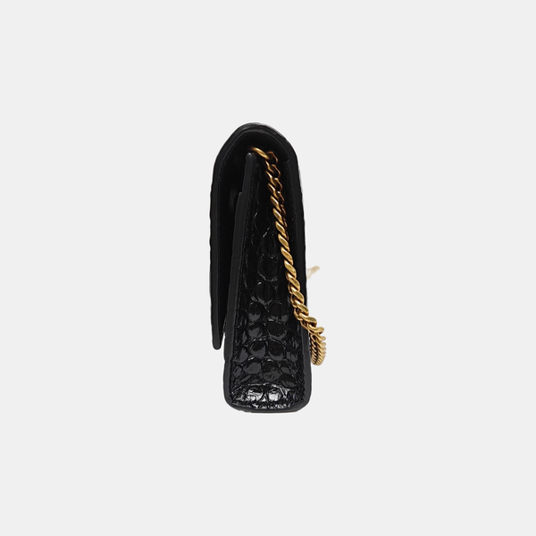 Hourglass Wallet On Chain Small Calfskin Black