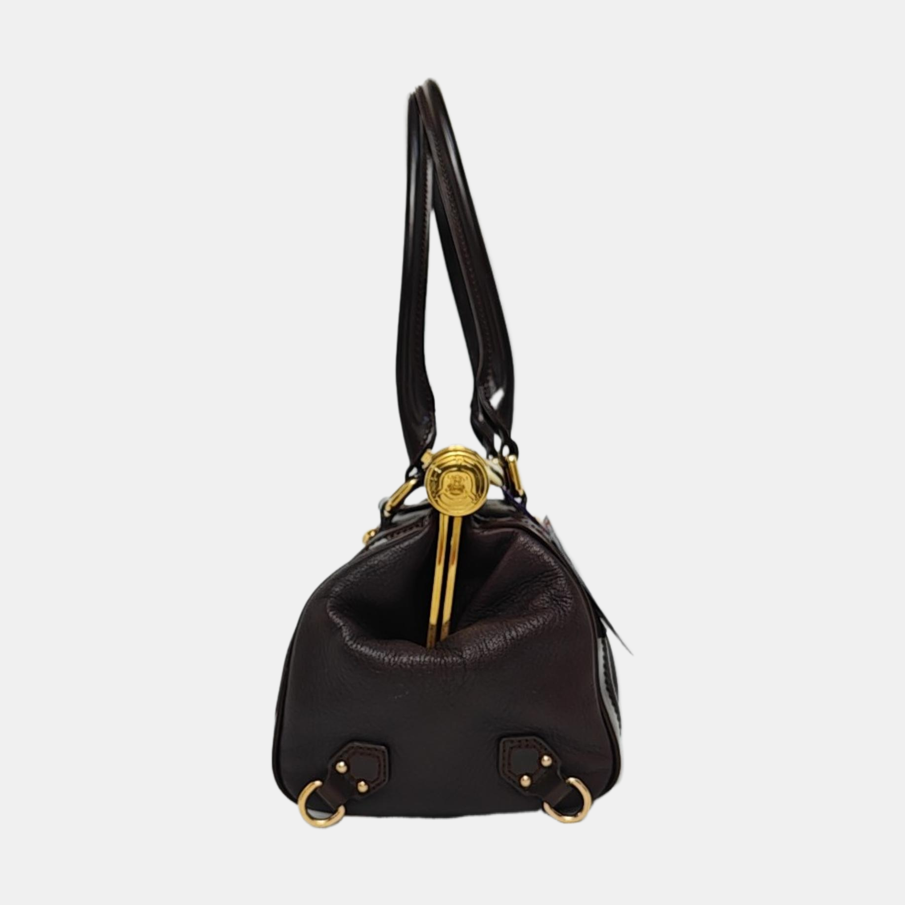 Leather Top Handle Bag Red