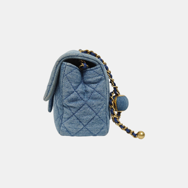 CLASSIC FLAP Mini Quilted Denim Blue