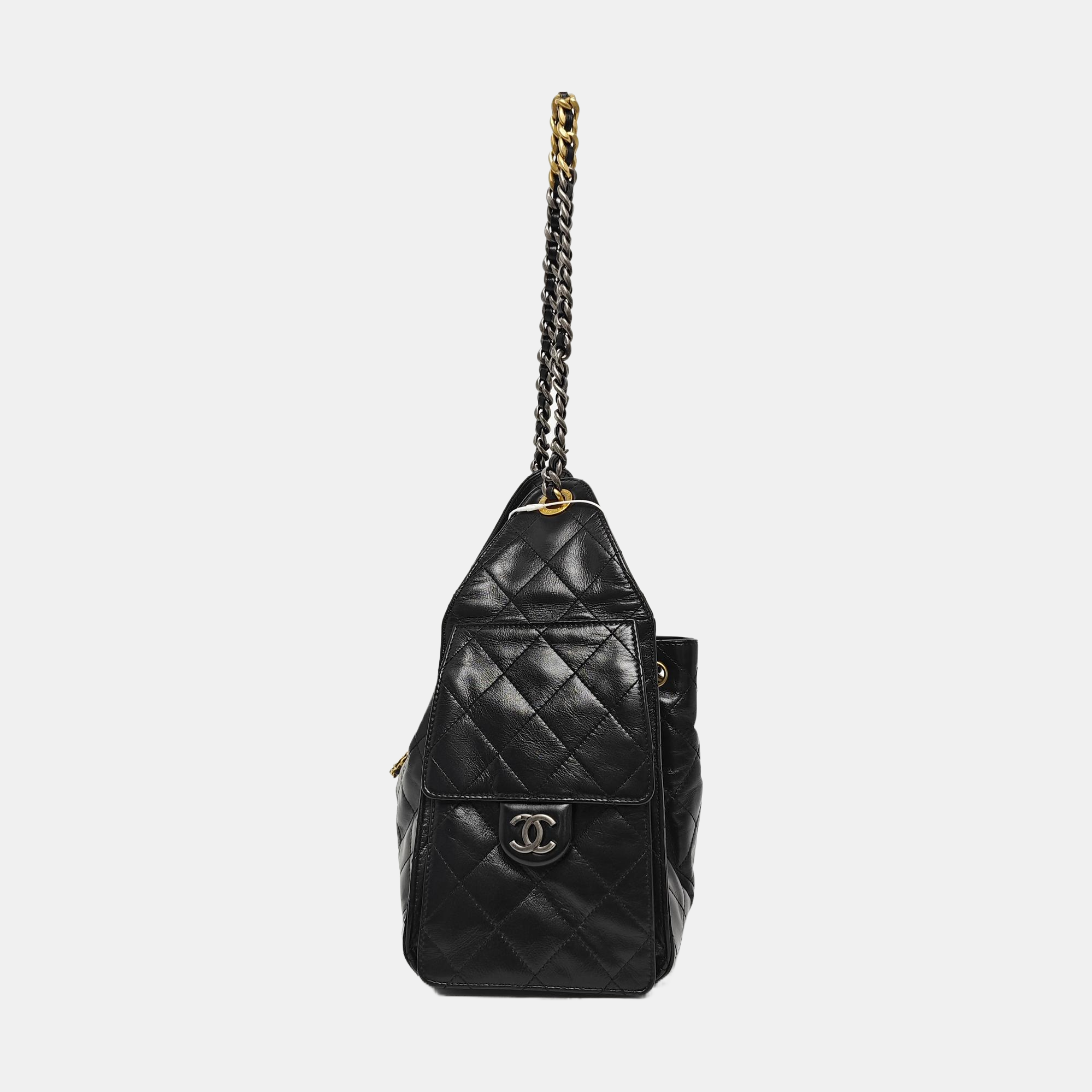 CHANEL 25 Small Quilted Canvas Black