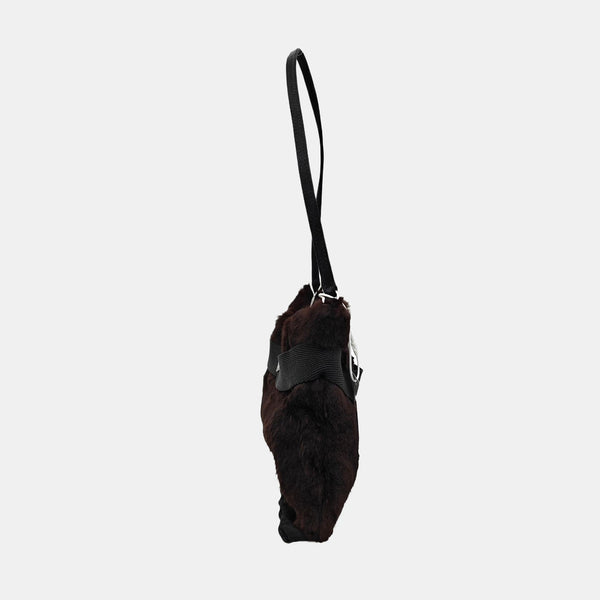 Fur Top Handle Bag Brown