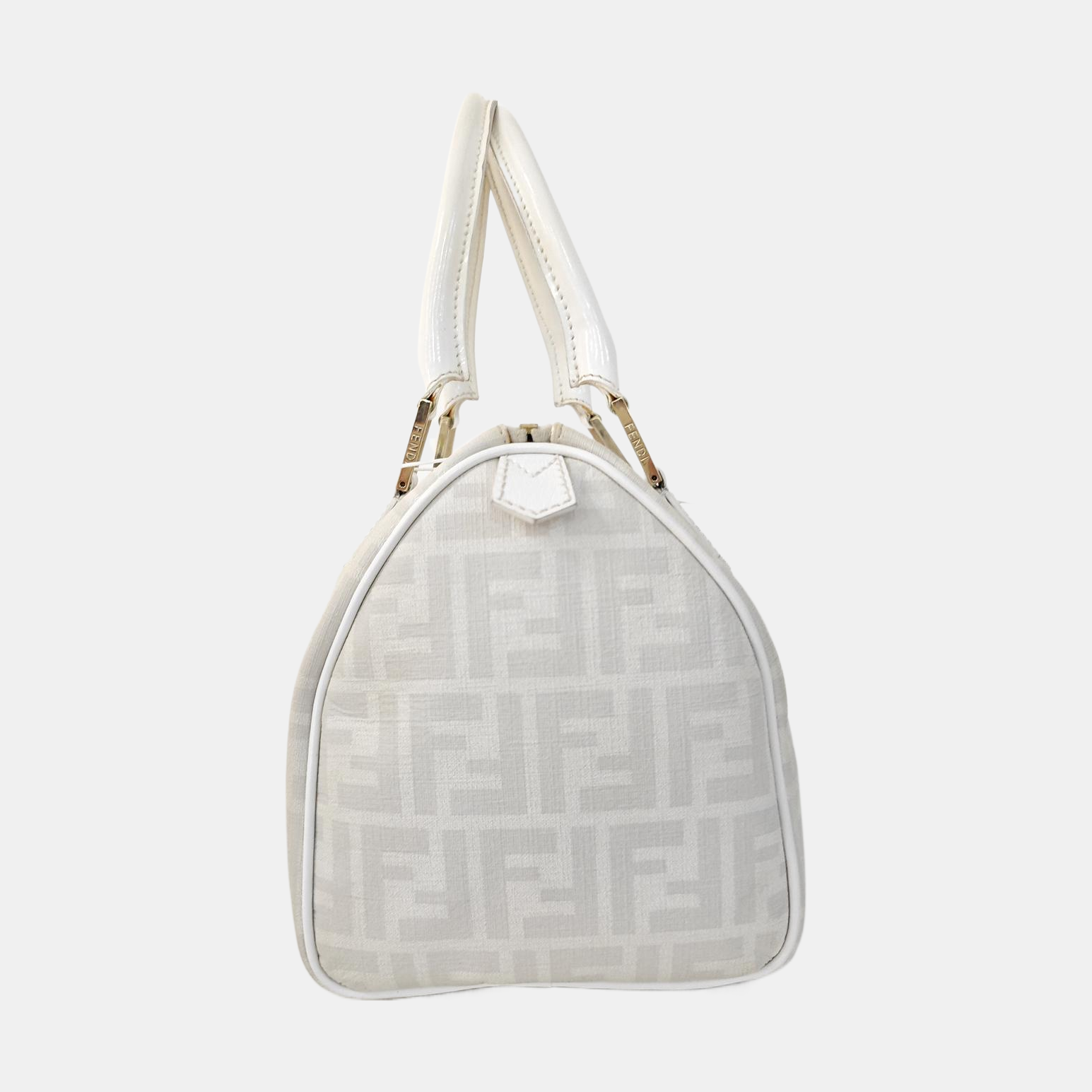 Coated Canvas Top Handle Bag White