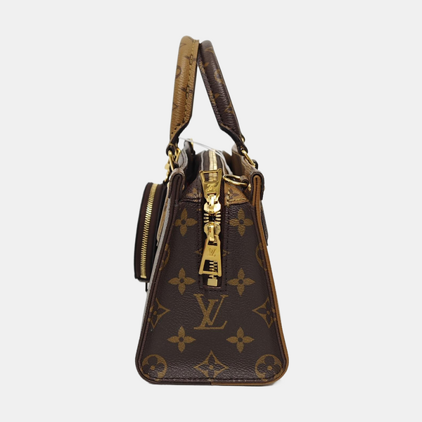 ONTHEGO EAST WEST PM Monogram Coated Canvas Brown