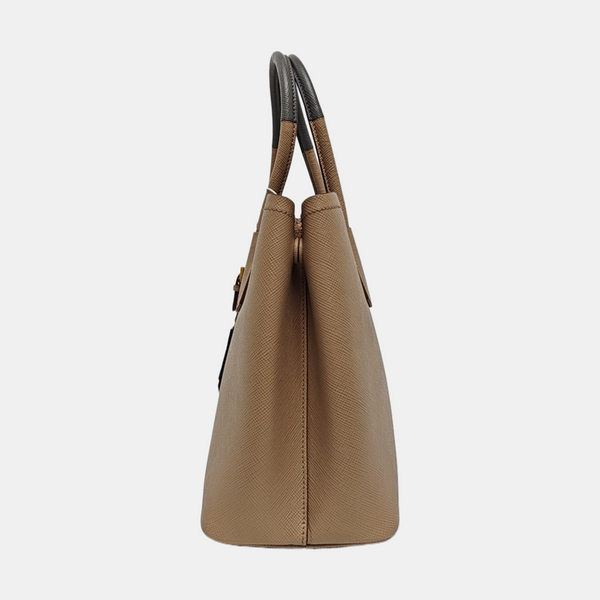 Double Medium Saffiano Calfskin Beige