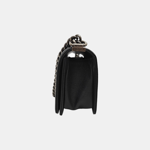BOY CHANEL Small Quilted Grained Calfskin Black