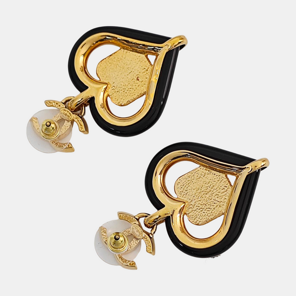 CC Logo Metal Gold Clip On Earrings