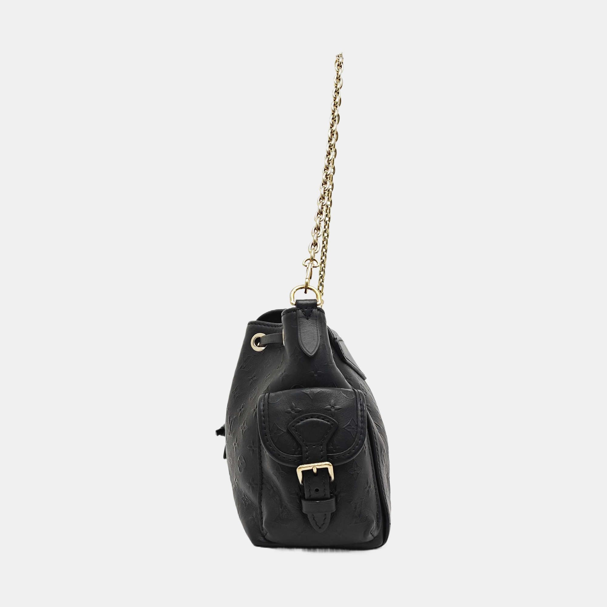 Monogram Calfskin Shoulder Bag Black