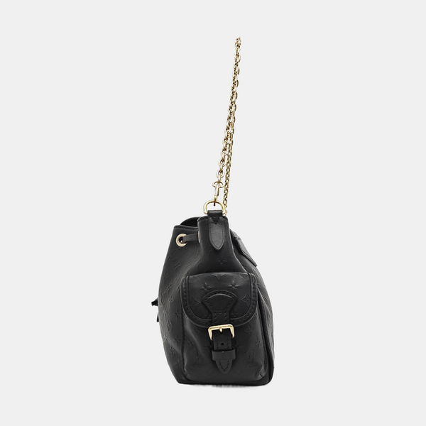 Monogram Calfskin Shoulder Bag Black
