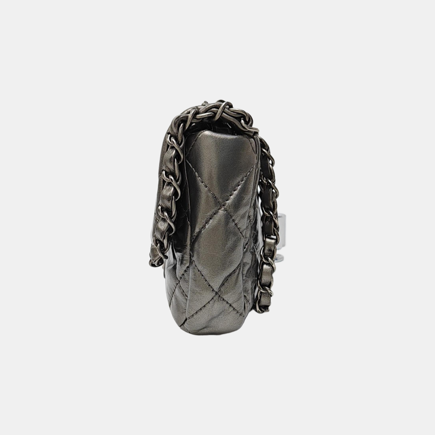 Quilted Calfskin Shoulder Bag Silver