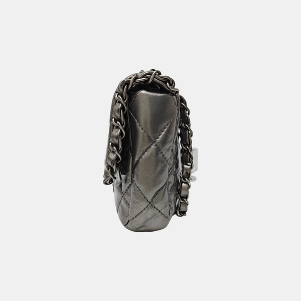 Quilted Calfskin Shoulder Bag Silver