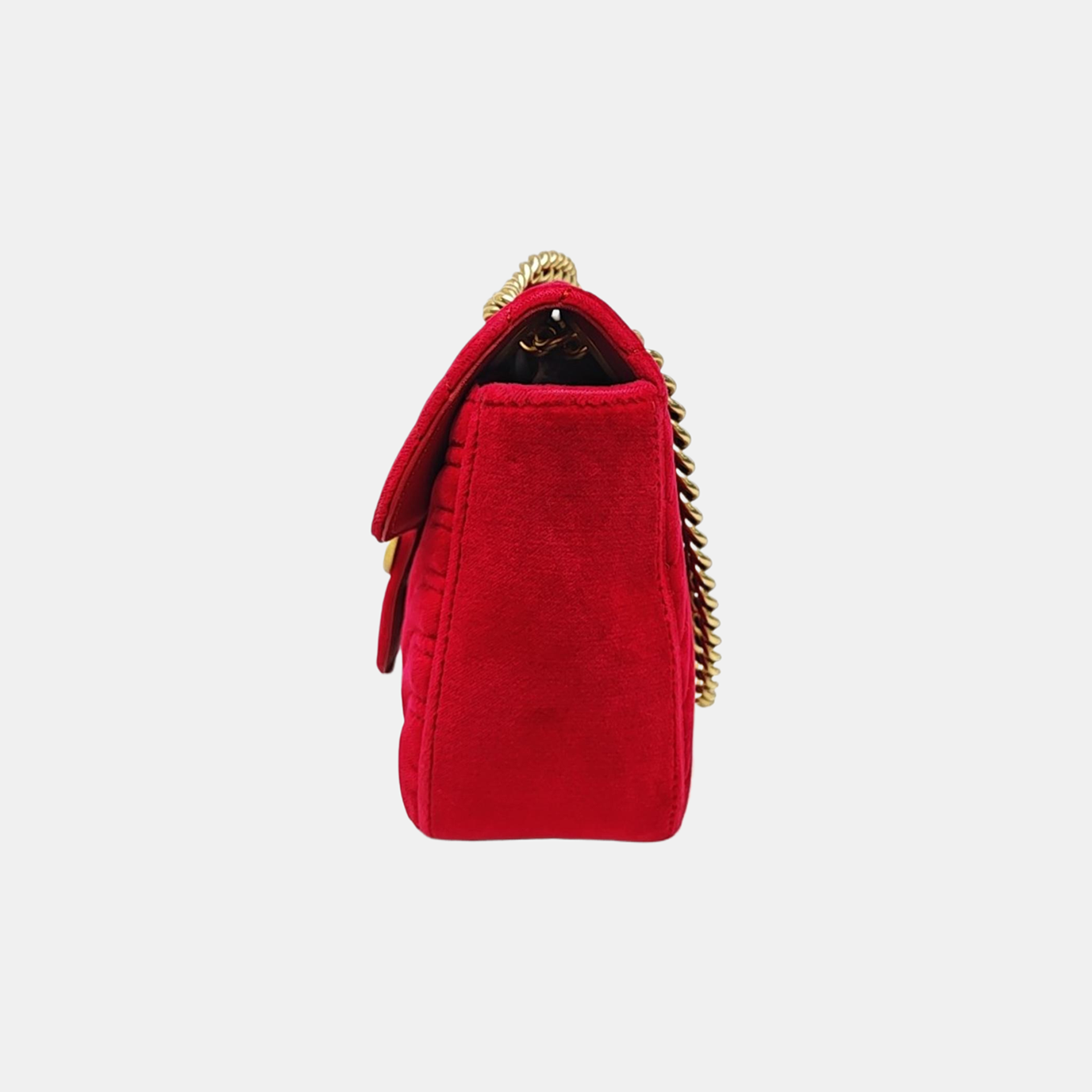 GG Marmont Medium Quilted Velvet Red